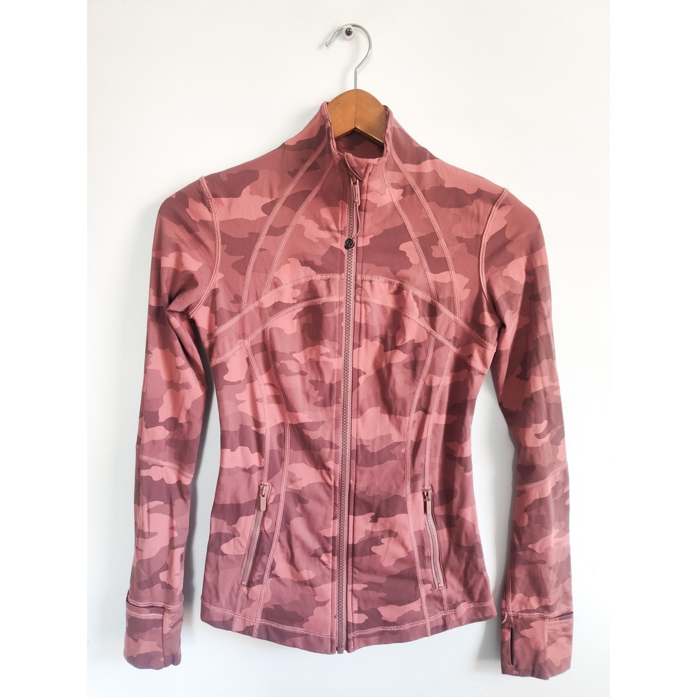 Lululemon Define Jacket Size 4 Pink Camo Heritage 365 Brier Rose Full Zip Nulux